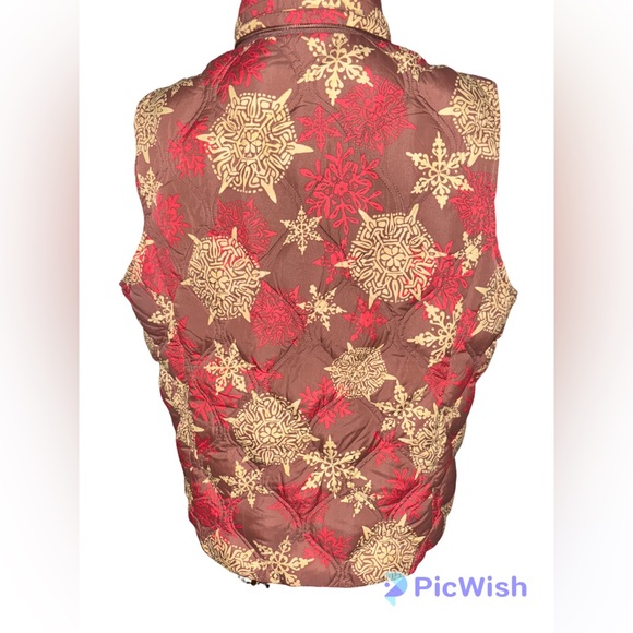 Eddie Bauer Festive Snowflake Puffer Vest - Picture 5 of 6